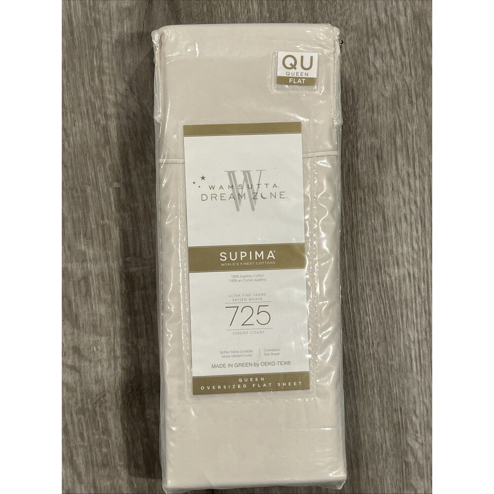 Wamsutta Dream Zone 725 TC Supima Cotton Queen Khaki FLAT Sheet Oversized New